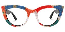 Makie Cateye Blue-Floral Glasses0
