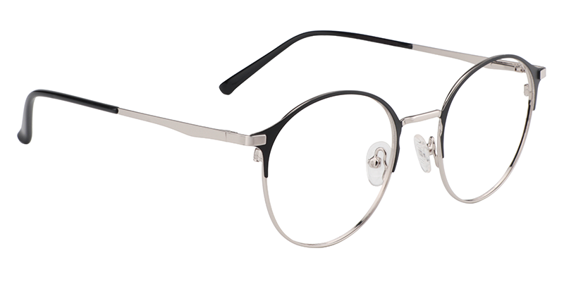 Round Black-Silver Glasses | Zeelool Metal Glasses3
