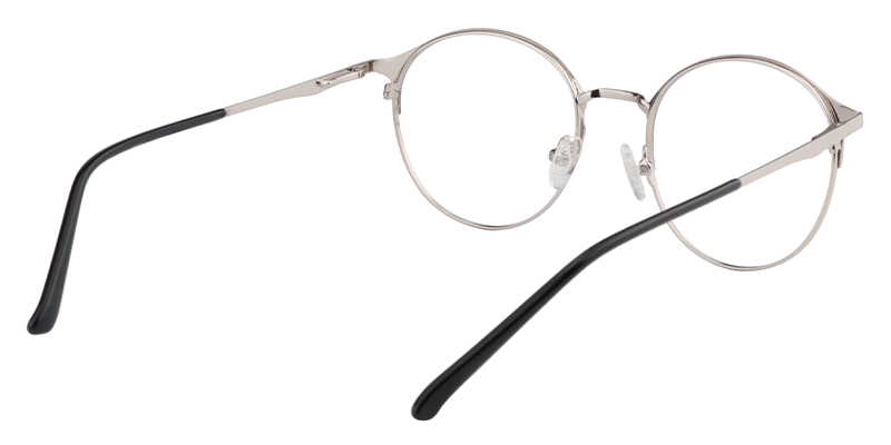 Round Black-Silver Glasses | Zeelool Metal Glasses5