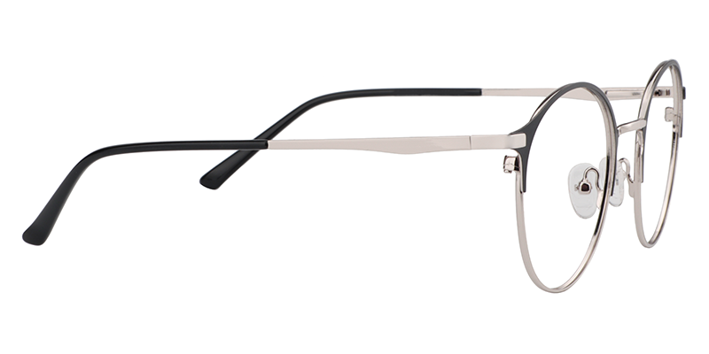 Round Black-Silver Glasses | Zeelool Metal Glasses4