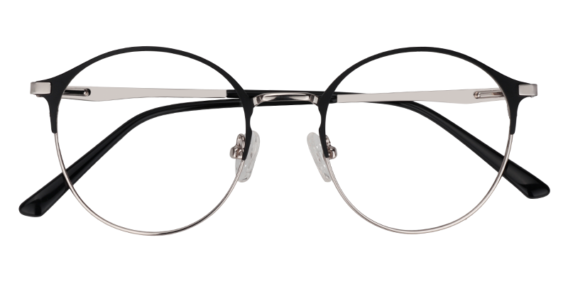 Round Black-Silver Glasses | Zeelool Metal Glasses1
