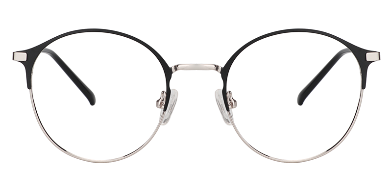 Round Black-Silver Glasses | Zeelool Metal Glasses0