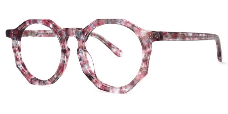 Deehan Geometric Red-Floral Glasses