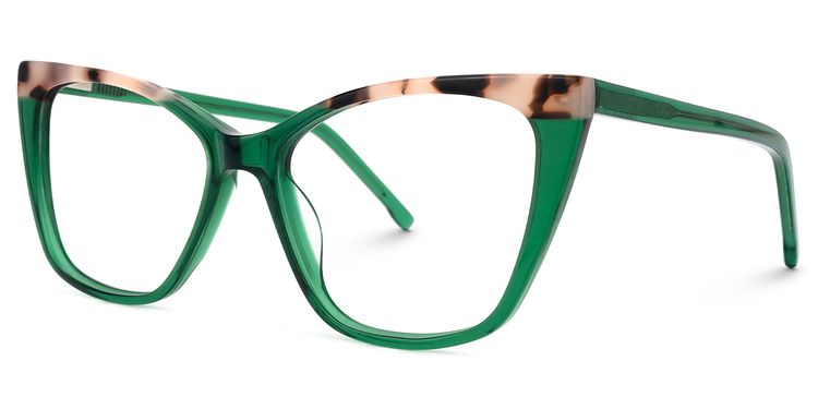 Florine Cateye Green Glasses