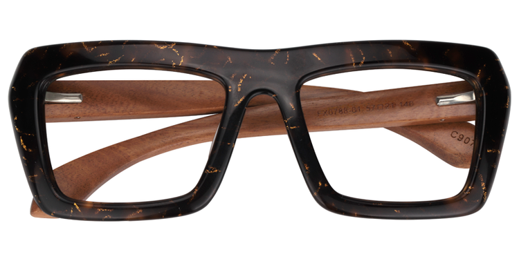 Roger Rectangle Black-Gold Glasses