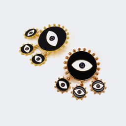 Stylish Exaggerated Eye Shape Black Earrings0
