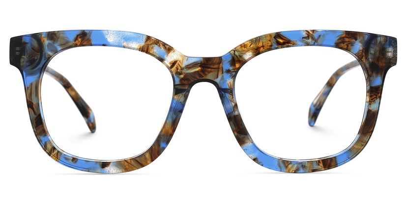 Lynette Square Blue-Floral Glasses