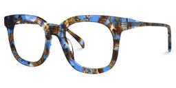 Lynette Square Blue-Floral Glasses1