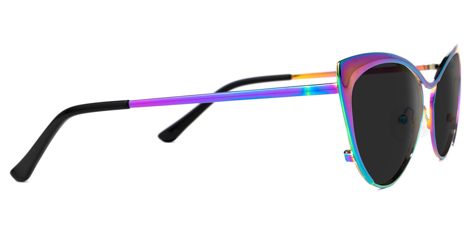 Ellen Metal Iridescent Cat Eye Frame Sunglasses | ZEELOOL UK2