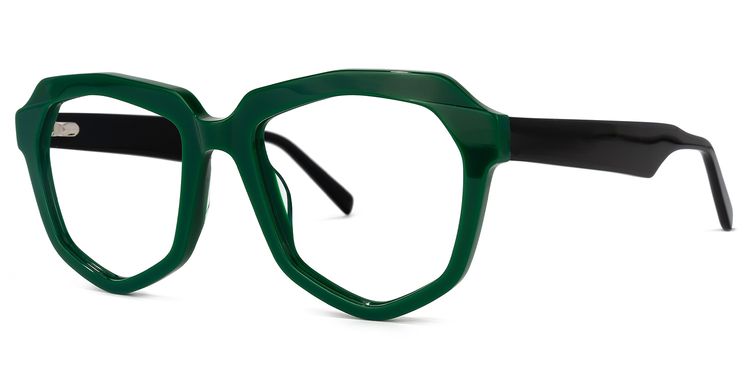 Fondren Geometric Green Glasses