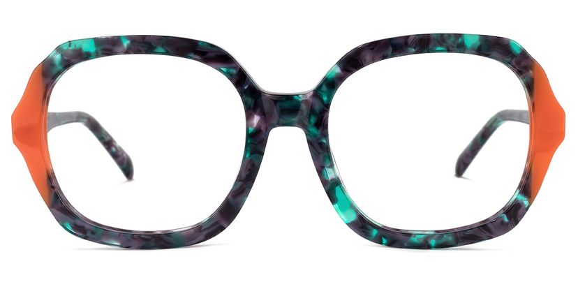 Raquell Square Green-Floral Glasses