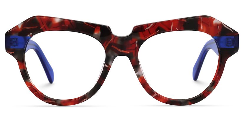 Floriano Geometric Red-Floral Glasses