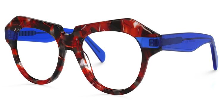 Floriano Geometric Red-Floral Glasses