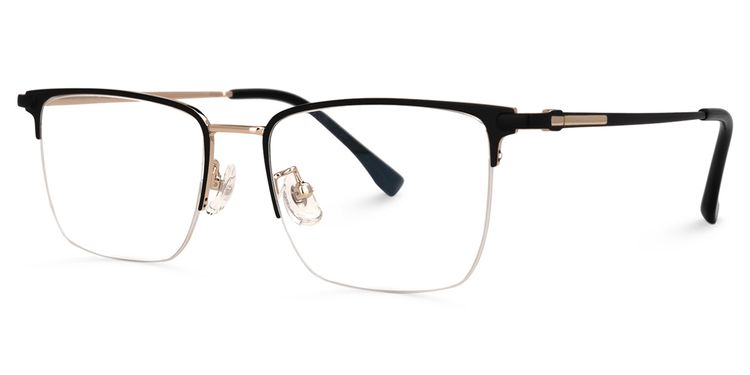 Delfina Rectangle Black-Gold Glasses