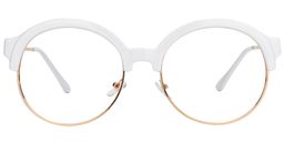 Riley Browline White Round Eyeglasses0