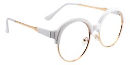 Riley Browline White Round Eyeglasses5