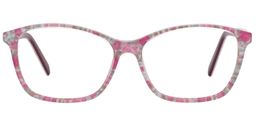 Emma Rectangle Pink Floral Glasses0