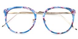 Patsy Stone Round Blue Floral Glasses1