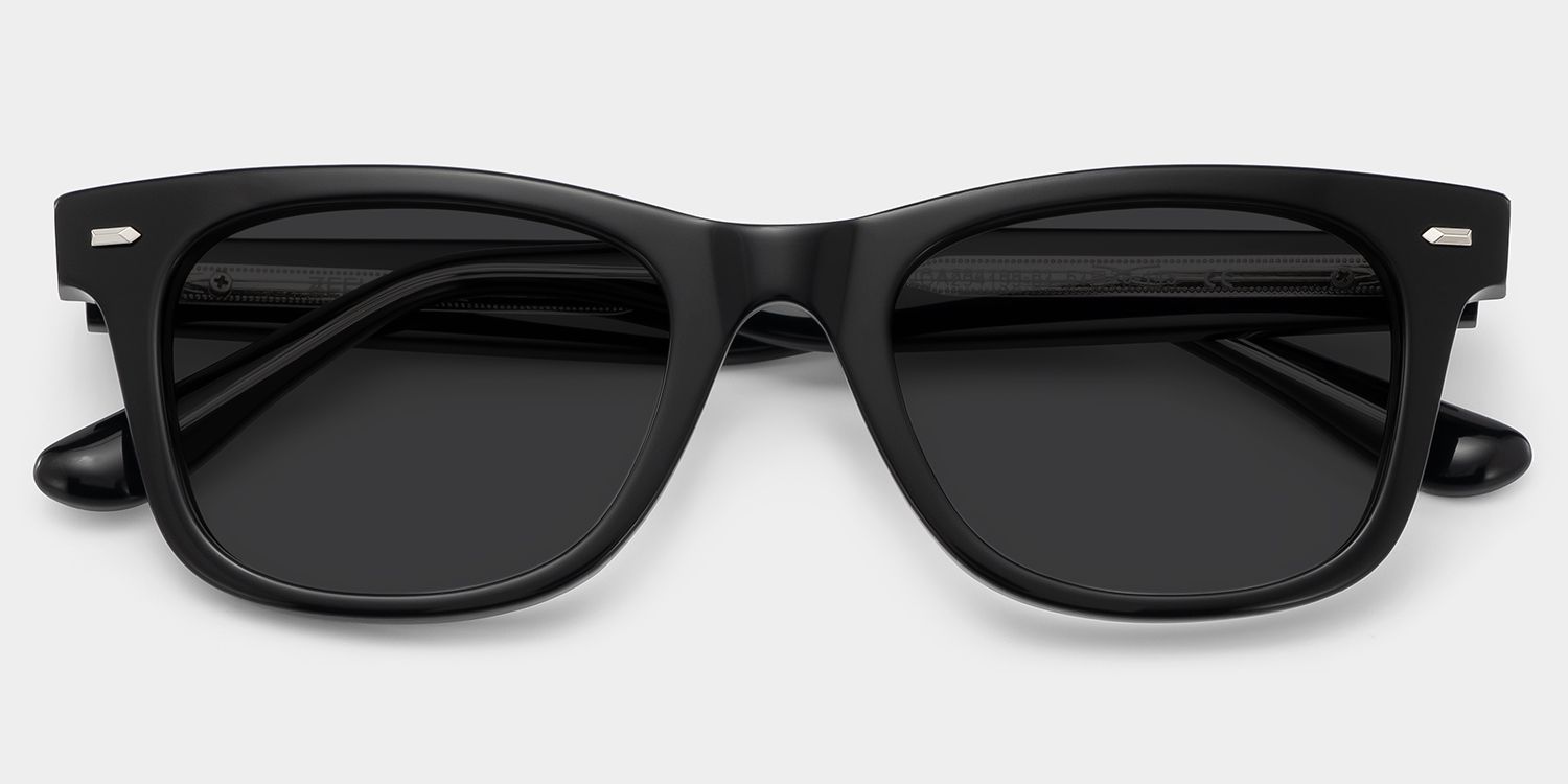 Robert Rectangle Black Sunglasses for Women & Men | ZEELOOL UK1