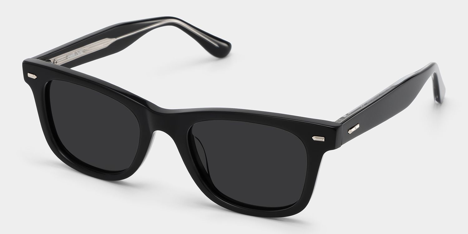 Robert Rectangle Black Sunglasses for Women & Men | ZEELOOL UK2