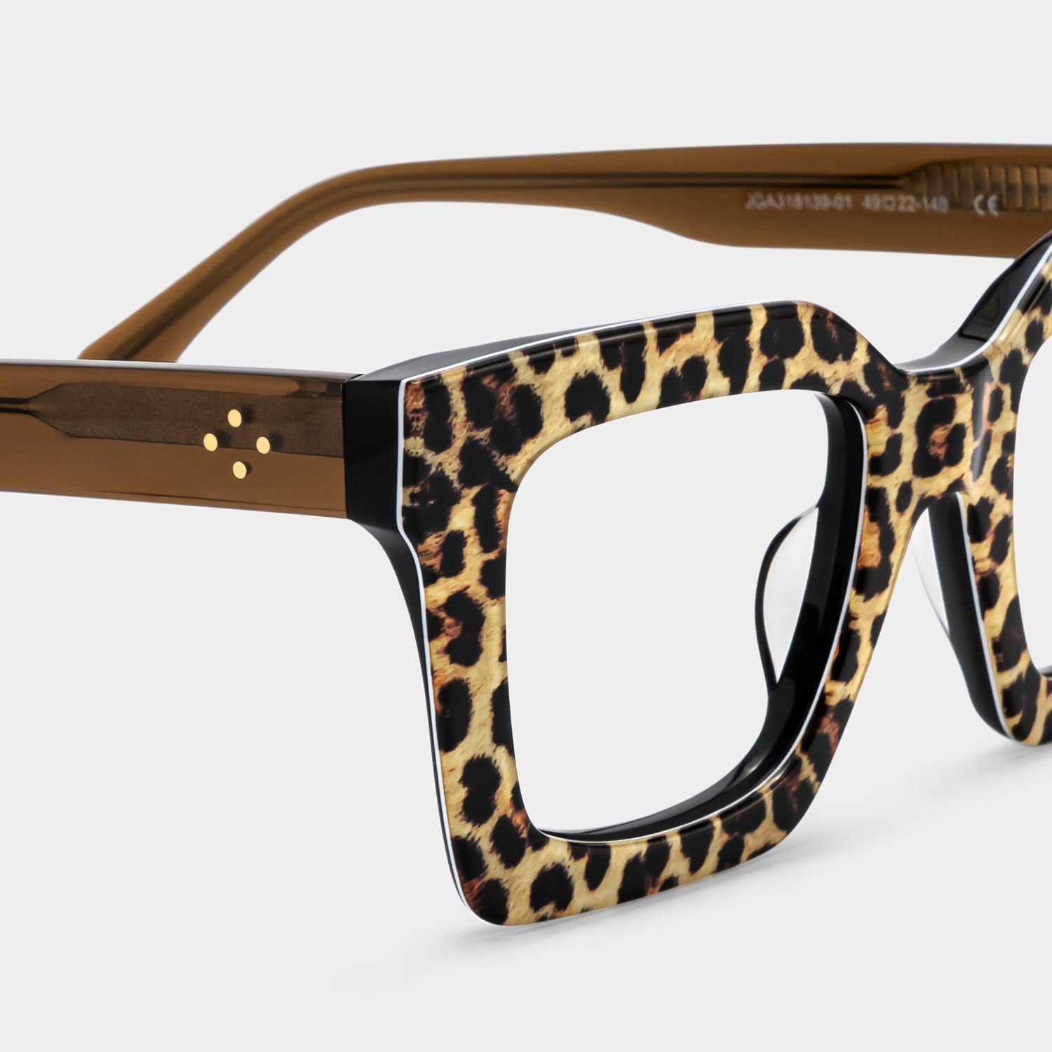Megan Leopard print Square Acetate Frame Glasses for Women | ZEELOOL5