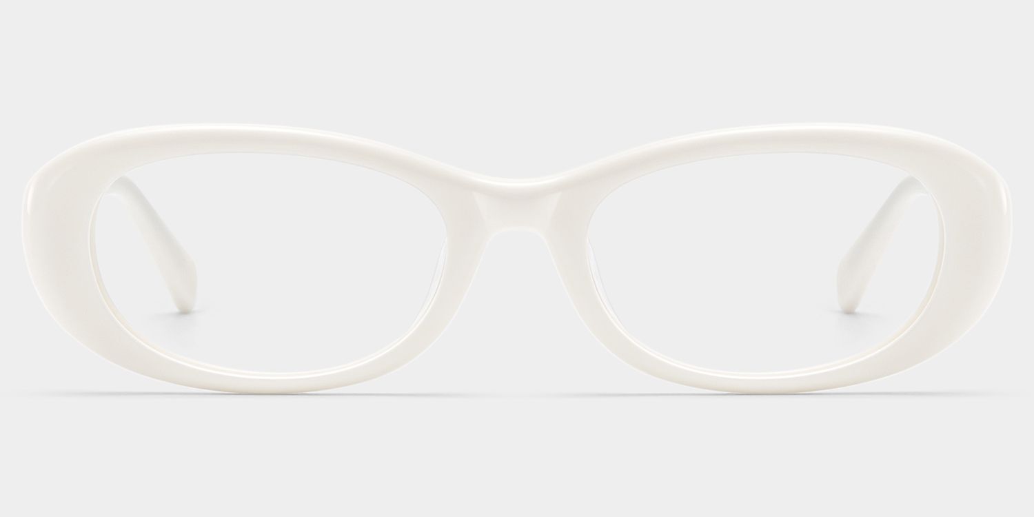 Catherine White Oval Frame Glasses Online | ZEELOOL0