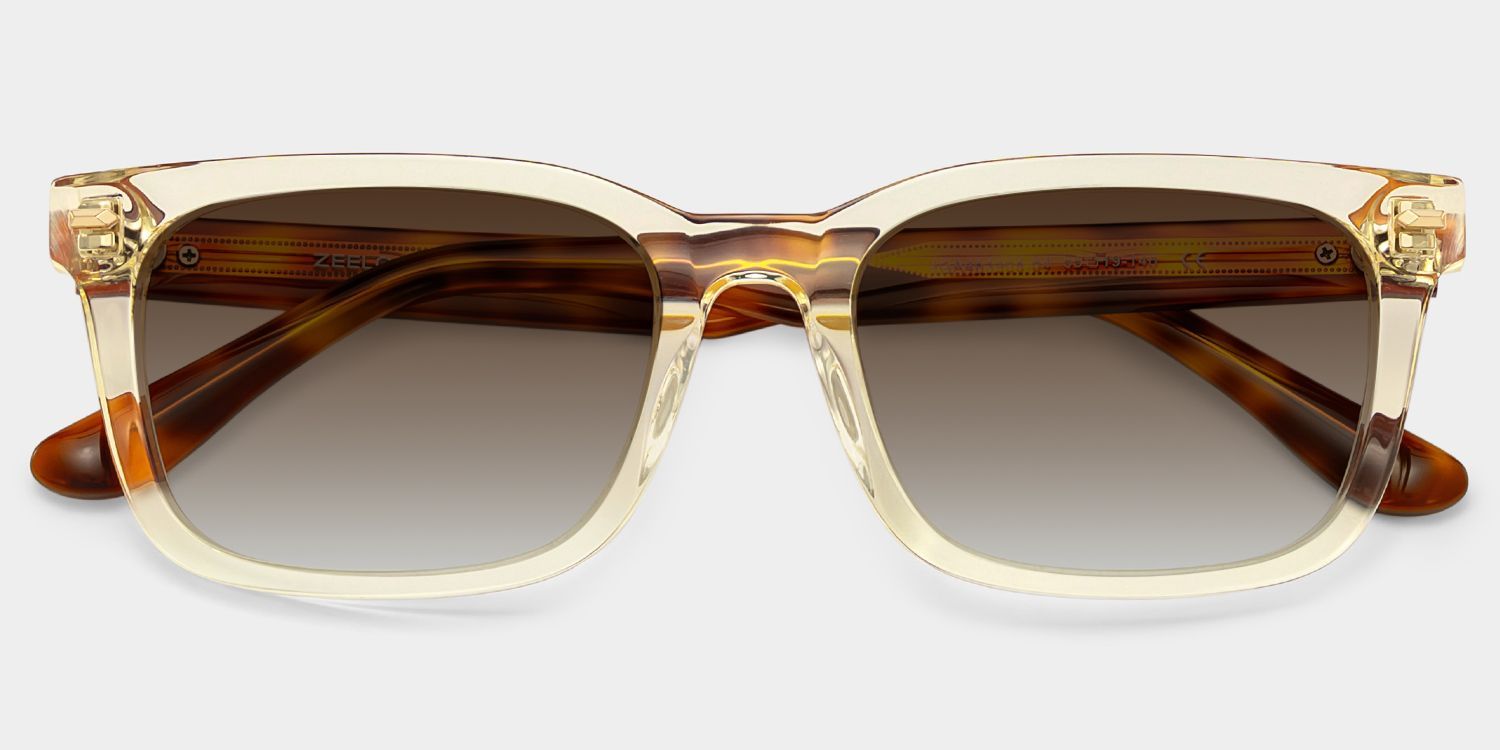 Patrick Clear Yellow Frame Sunglasses with Rectangle Style | ZEELOOL UK1