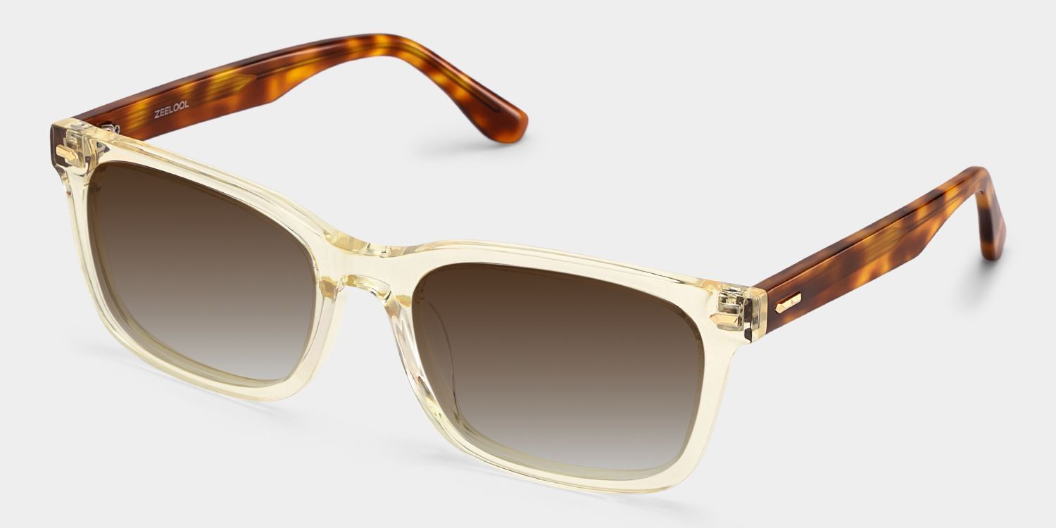 Patrick Clear Yellow Frame Sunglasses with Rectangle Style | ZEELOOL UK2