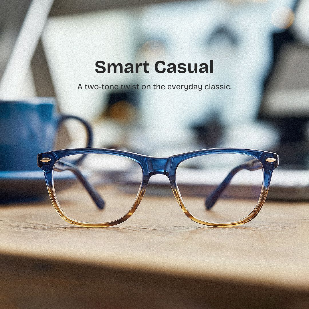 Atlas Two-tone Rectangle Acetate Frame Glasses for Men | ZEELOOL0