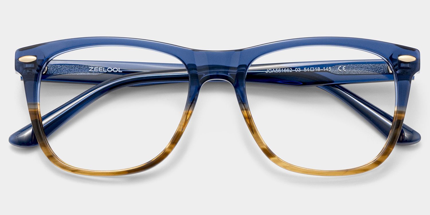 Atlas Two-tone Rectangle Acetate Frame Glasses for Men | ZEELOOL2