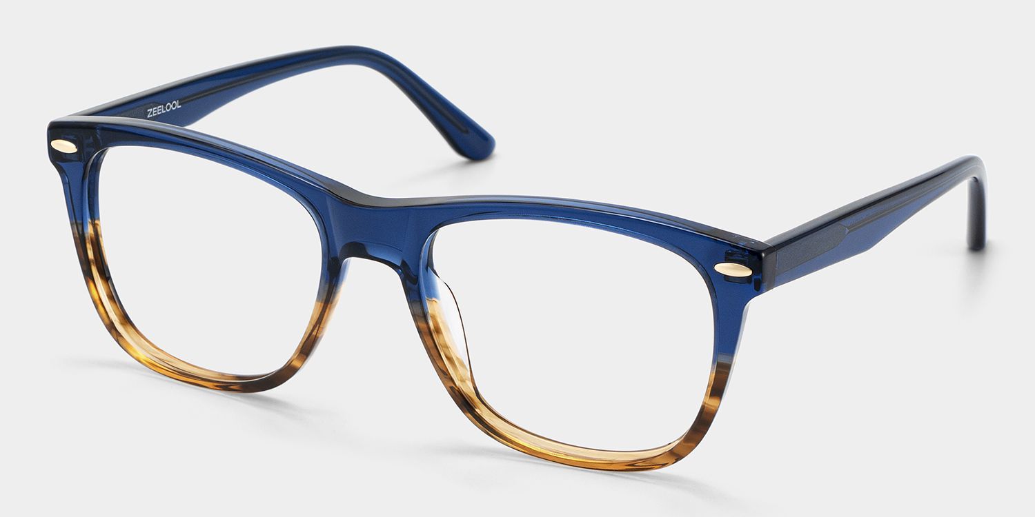 Atlas Two-tone Rectangle Acetate Frame Glasses for Men | ZEELOOL3