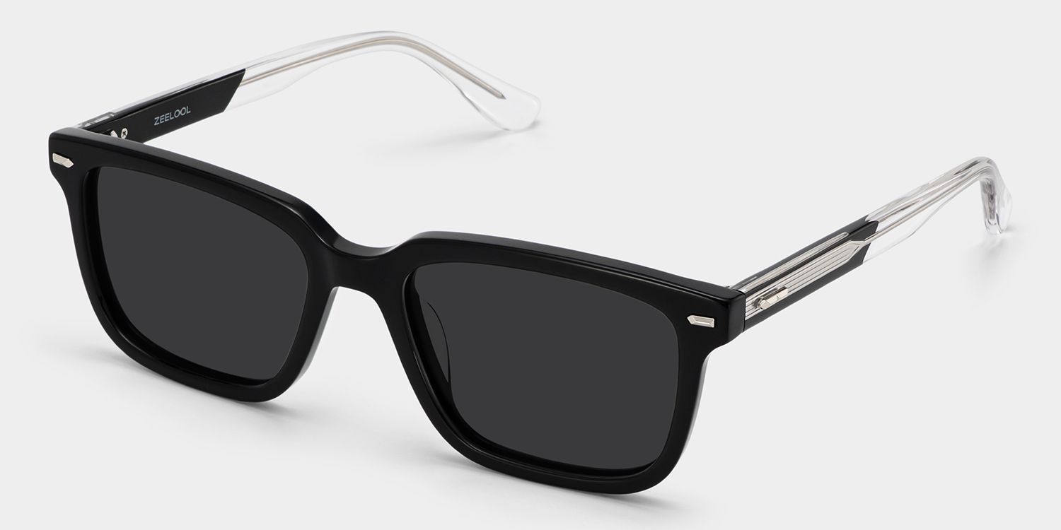 George Rectangle Black Full Rim Sunglasses | ZEELOOL UK2