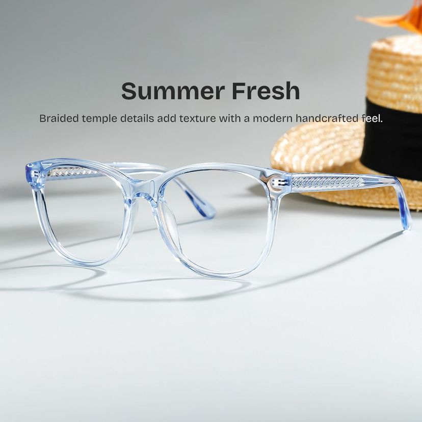 Julia Glass Clear Blue Rectangle Glasses