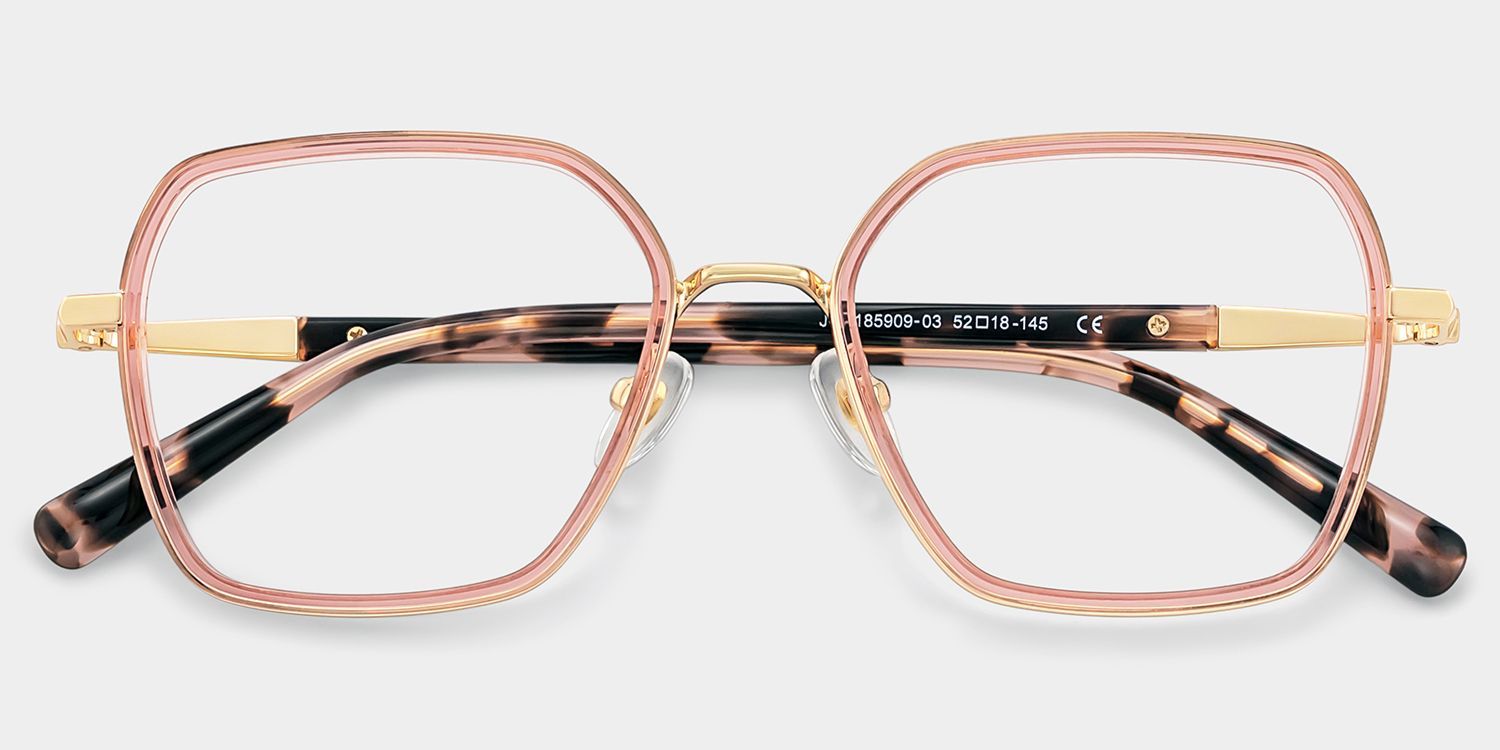 Sophie Pink Geometric Mixed Frame Glasses for Women | ZEELOOL1