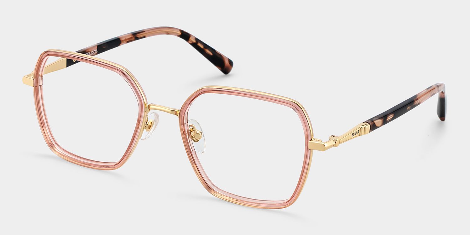 Sophie Pink Geometric Mixed Frame Glasses for Women | ZEELOOL2
