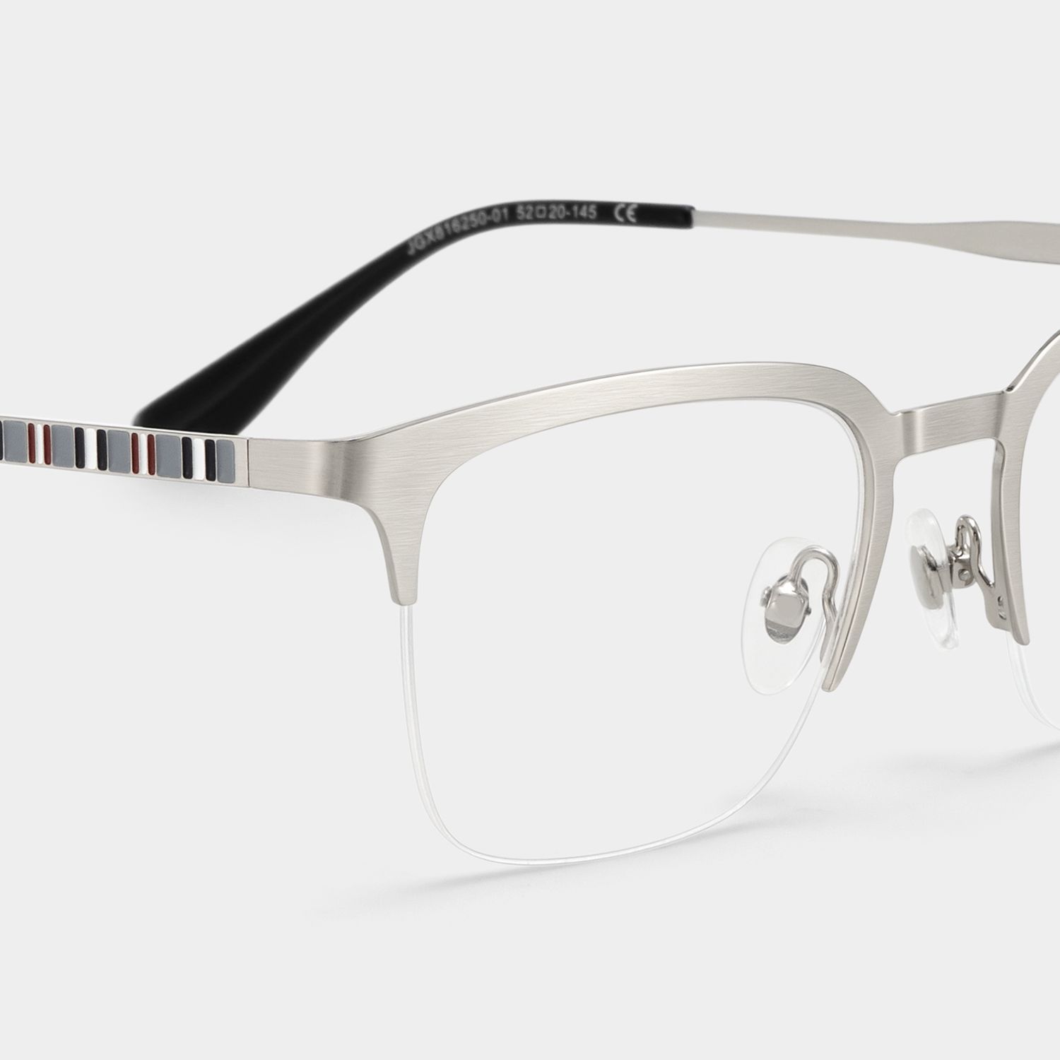 Peyton Browline Glasses Frames in Silver Color | ZEELOOL4